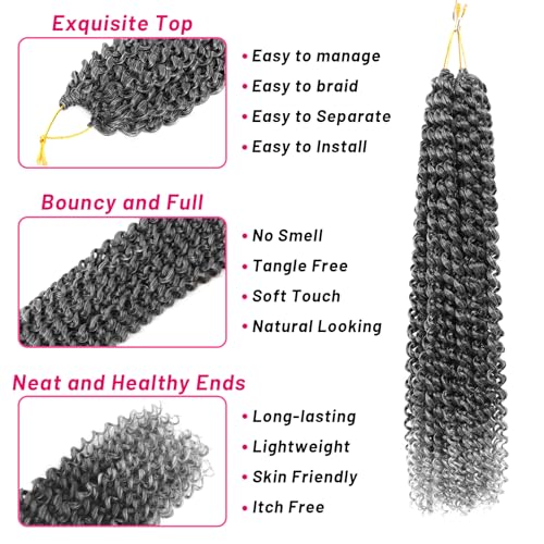 Dorsanee Passion Twist Hair 18 Inch - Water Wave Crochet Hair, 7 Packs, #Tgray