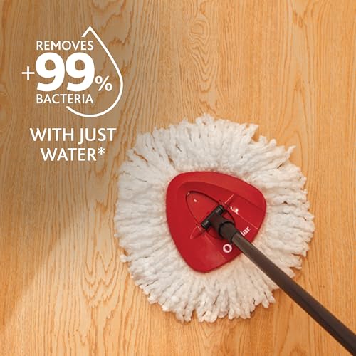 Spin Mop Bucket with 3 Extra Refill - Microfiber Floor Cleaning System, Hands-Free Wringing