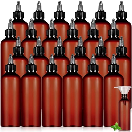 3 oz Amber Hair Oil Applicator Bottles - 36 Pack with Funnels and Twist Caps