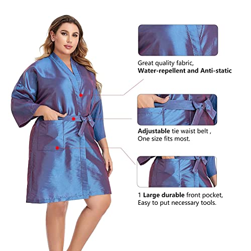 Purple Salon Client Gown Cape Pack of 4 – Hairdressing Smock Robes for Hair Cutting & Coloring