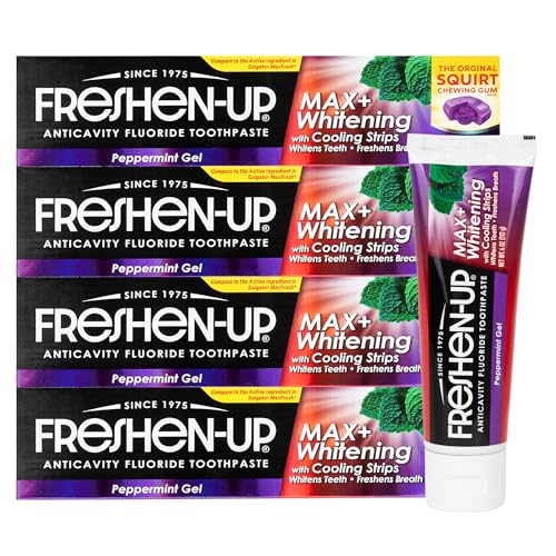 Whitening Toothpaste with Fluoride & Cooling Strips - Peppermint Gel, 4 Pack