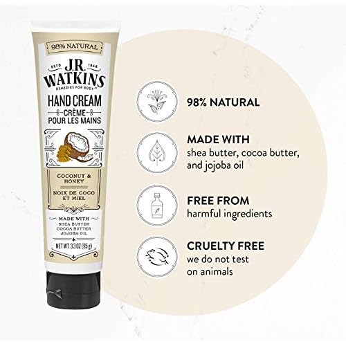 J.R. Watkins Hand Cream, Coconut, 3.3 Ounce (Pack of 4)