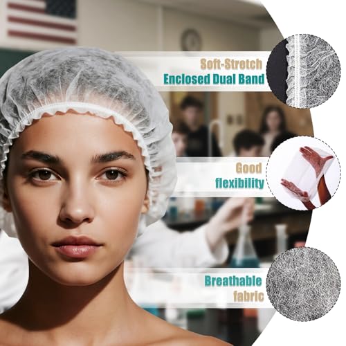 Disposable Bouffant Caps, 21inches Hair Net, Elastic Dust Cap for Food Service, Sleeping Head Cover