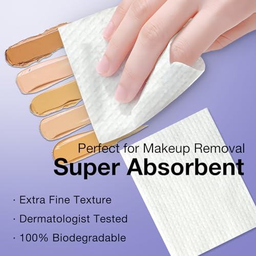 Disposable Face Towels(4 Box), Biodegradable Soft & Skin Friendly Face Towelettes Disposable, Makeup Remover Dry Wipes Tissue for Women, Facial Wash Cloth Travel