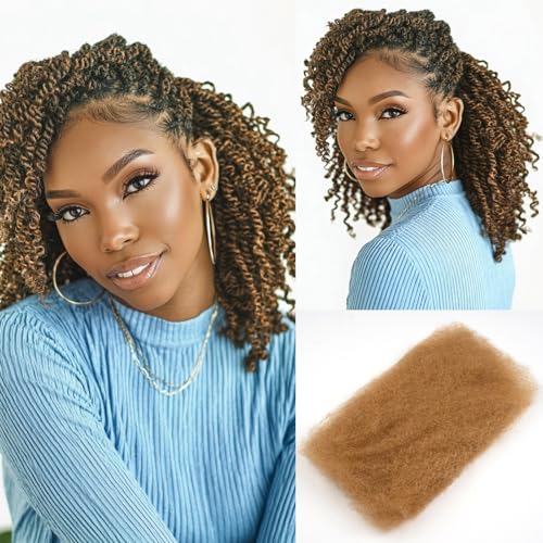 DéBUT Honey Blonde Kinky Afro Human Hair Bulk 50g 12 Inch for Locs & Braids