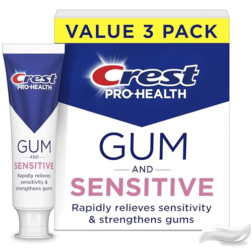 Crest Sensitive & Gum Toothpaste 4.8 oz Pack of 3 - Relieves Sensitivity, Strengthens Gums, Anticavity