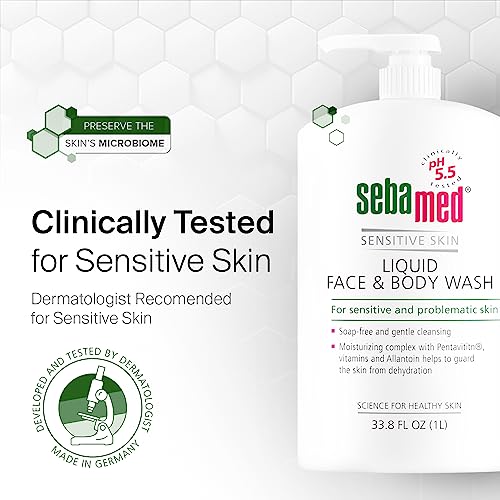 Sebamed Liquid Body & Face Wash 1L - Sensitive, Paraben-Free, Mild Cleanser