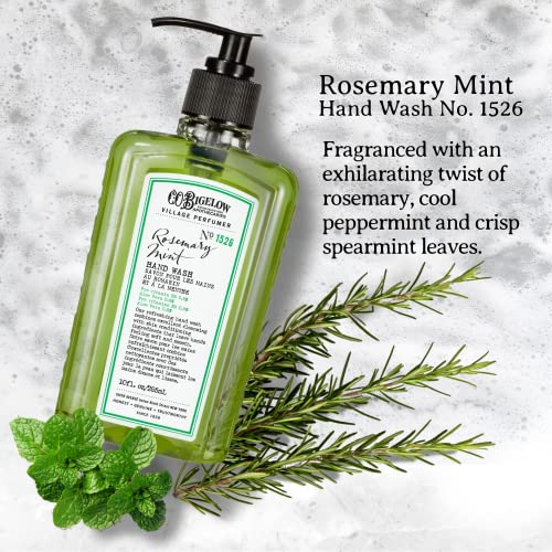 C.O. Bigelow Rosemary Mint Hand Wash, Village Perfumer Liquid Hand Soap with Aloe Vera & B5, 10 Fl Oz