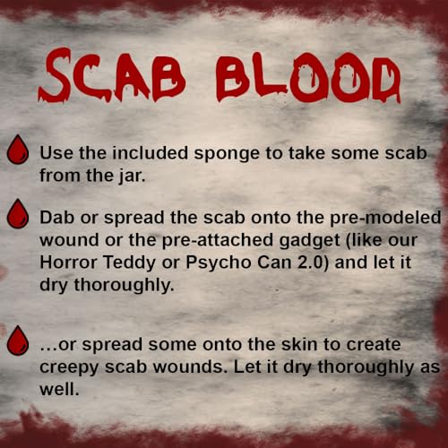 Scab Blood, Clotted Blood with 1 Sponge Makeup Kit for Halloween, Carnival, Parties, Cosplay, Vampire, Zombie