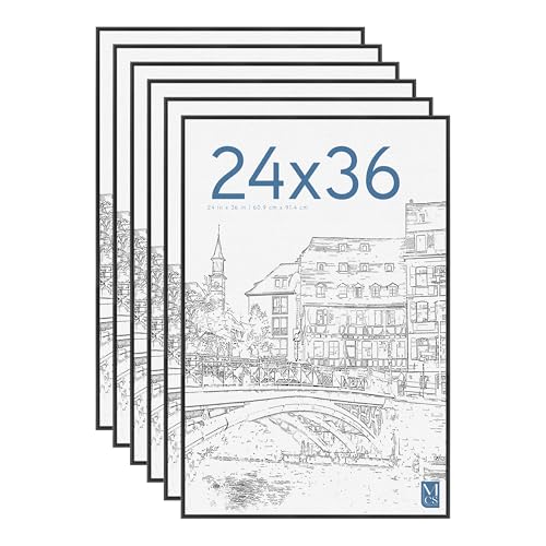 24x36 Inch Poster Frame Set - Black Gallery Wall Frames, 6-Pack