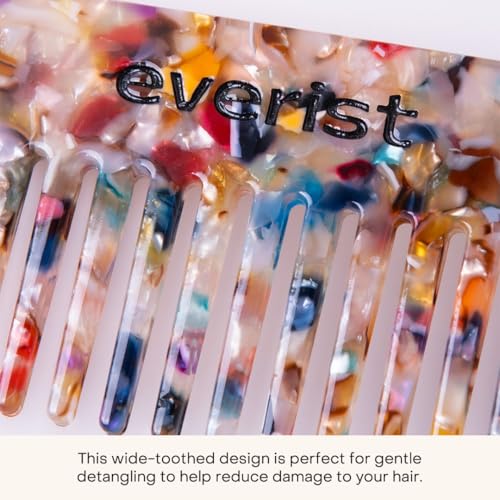 Everist Confetti Comb - Recycled Wide Tooth Hair Comb for All Hair Types - Confetti Variation