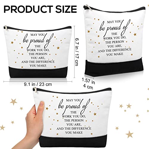 Roowest Inspirational Makeup Bags Bulk 20 Pack White Proud Gift for Women & Employees