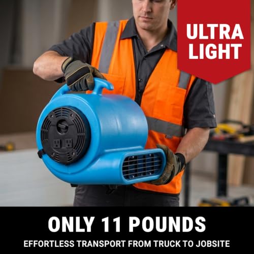 900 CFM Industrial Air Mover Fan for Carpet Drying Floor Cooling Heavy Duty