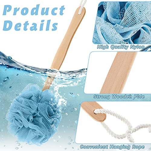 Multicolor 12 Pack Long Handle Loofah Back Scrubber for Shower - Dark Colors