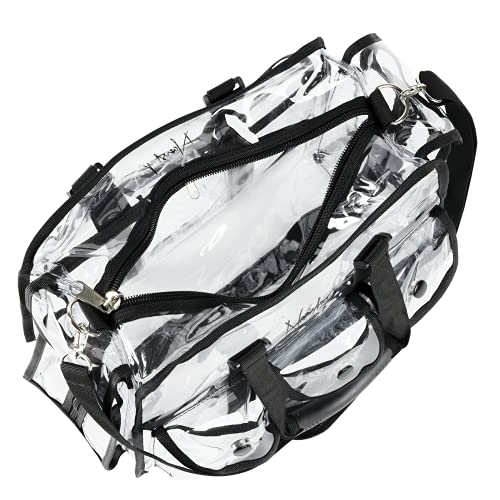 Nanshy Professional Makeup Artist Kit Bag - Clear Makeup Artist Travel Case with 8+ Pockets & Strong Handles - Extra Large Professional Makeup Case Organizer - 15.7x11x8 In