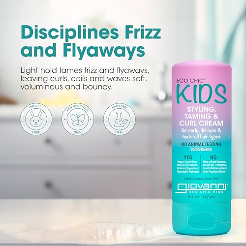 Eco Chic KIDs Styling Taming & Curl Cream - Kids Curl Cream, Curly Hair Products, for Delicate and Textured Hair Types, Long-Lasting & Lightweight, Salon Quality, Vegan-Friendly - 5 Fl Oz