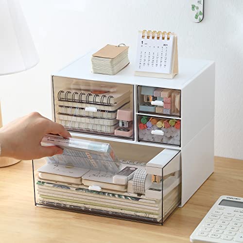Marknor White Desk Organizer with 4 Drawers, Makeup & Office Storage