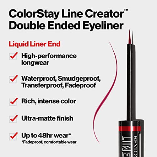 REVLON Liquid Eyeliner & Smoky Kohl Pencil, ColorStay Line Creator Eye Makeup, Waterproof & Transferproof, 152 Leathercraft, 0.004 oz