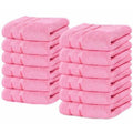 Luxury Wash Cloths 12 Pack |13x13 Inch | 600 GSM | 100% Ring Spun Cotton Washcloths for Body and Face ? Soft and Absorbent Face Towels for Bathroom, Hotel, Spa, Gym (Pink)