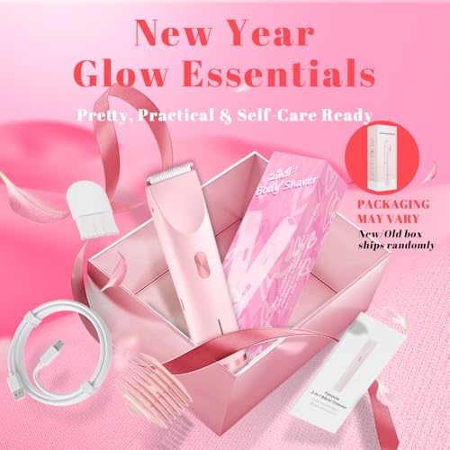 Bikini Trimmer Electric Razors for Women, Personal Shaver for Pubic Hair, Bikini Line, Legs, Underarms & Face, USB-C Rechargeable, Gentle on Sensitive Skin, Rinsable, Gift, Petal Pink