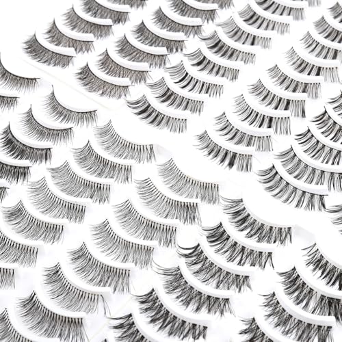 Bella Hair 60 Pairs Natural False Eyelashes with Applicator - Reusable Strip Lashes for All Eye Shapes
