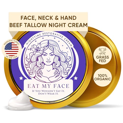 Eat My Face Grass Fed Tallow Night Cream for Face ? Hydrating Anti Wrinkle Cream for Face with Shea Butter, Cocoa Butter & Vitamin E | Anti Aging Men & Women Restorative Night Moisturizer, 4.0 fl oz