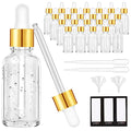 PrettyCare Clear Eye Dropper Bottles 1 OZ and 2 OZ Clear Class Bottles with Golden Caps Empty Boston Bottles for Essential Oils, Hair Oils, Vitamin C, Perfume