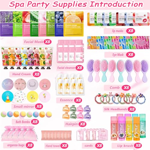 Spa Party Supplies Kit for Women - Face Masks, Lip Balm, Foot Bombs & More
