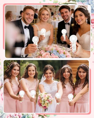 Knsdtsy 50 Pcs Wedding Mini Handheld Fans - Elegant Forest Green, Portable Battery-Powered Favors