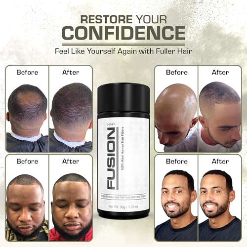 Hair Fibers for Thinning Hair - 0.42 Oz Black Hair Building Fibers for Concealing Bald Spots & Volume - Hair Fusion