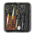 3-Piece Hair Cutting Scissors Set - Black & Gold 6.5" Barber Shears