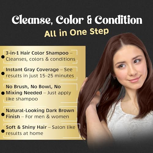 Herbishh Chestnut Brown Hair Color Shampoo & Argan Hair Mask Combo for Grey Hair - Vegan, Ammonia-Free
