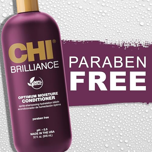 CHI Deep Brilliance Optimum Moisture Conditioner, With Olive & Monoi Oil To Strengthen Hair, Sulfate, Paraben, & Cruelty-Free, 32 Oz