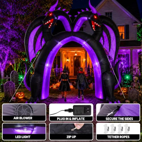 10FT Inflatable Dragon Archway Halloween Decor with LED Lights