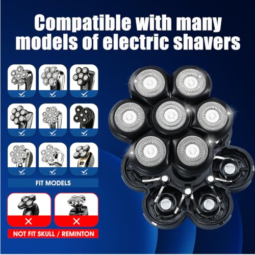 Black 2-Pack Magnetic 7-Head Replacement Razor Blades Compatible with Electric Shavers