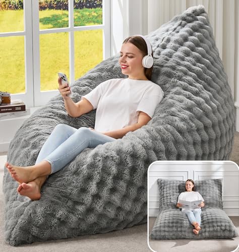 Hobestluk 3-in-1 Convertible Large Bean Bag Chair for Adults with Removable Cover