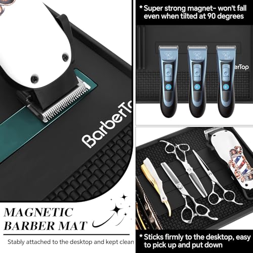 12.6 x 9.8 Inch Magnetic Barber Mat for Clippers & Tools, Anti-Slip Organizer