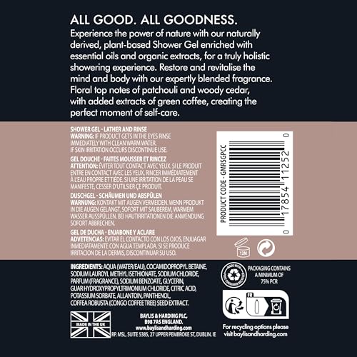 Baylis & Harding Men's Natural Shower Gel Pack - Patchouli, Cedar & Cypress, 16.9 fl oz, 3 Pack