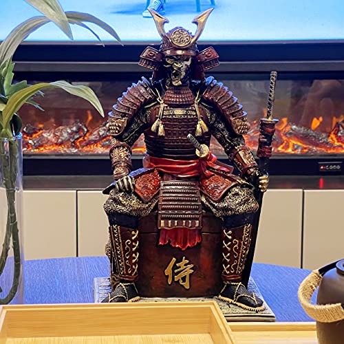 LOOYAR Red Gold Medieval Samurai Undead Warrior Resin Statue (15.4"H) – Hand Painted, Eco-Friendly