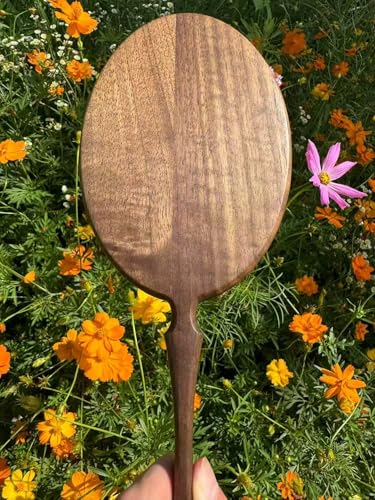 Walnut Wood Hand Mirror for Makeup & Grooming - Multi-Purpose Portable Mirror