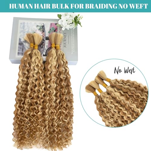 14 Inch Water Wave Human Hair for Braiding - 2 Bundles 100g - Blonde #27P613 Variation 27P613