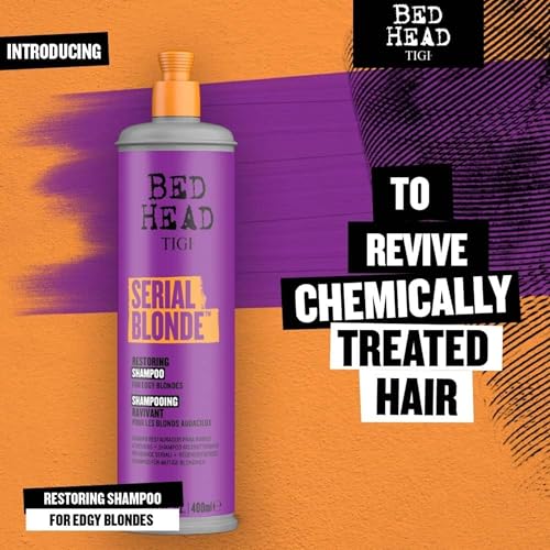 TIGI Bed Head Serial Blonde Restoring Shampoo for Damaged Blonde Hair, Hydrolyzed Keratin, 13.53 fl oz