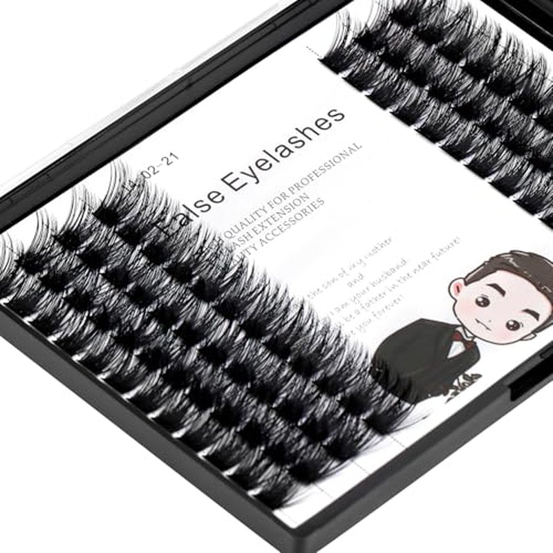 Bodermincer 84 Clusters D Curl Wide Cluster False Eyelash Volume Lashes Natural Eyelashes Set DIY Eyelash Extension 3D Effect Glue Bonded Band Individual Lash Home Eyelash Extension (10MM)