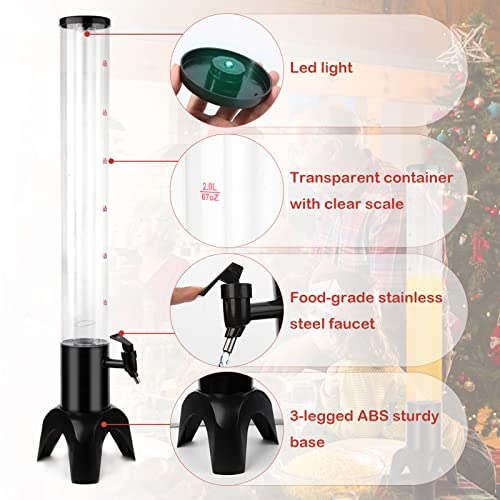 2pcs Beer Dispenser Tower with Ice Tube & LED Light - 100oz Beverage Tower for Parties