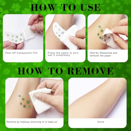 St Patricks Day Accessories, Green Shamrock Temporary Face Glitter Freckles Tattoos,St Patty's Green Face Tattoos Sparkle Glitter Makeup,Saint Patrick's Day Outfit for Women,6 PCS