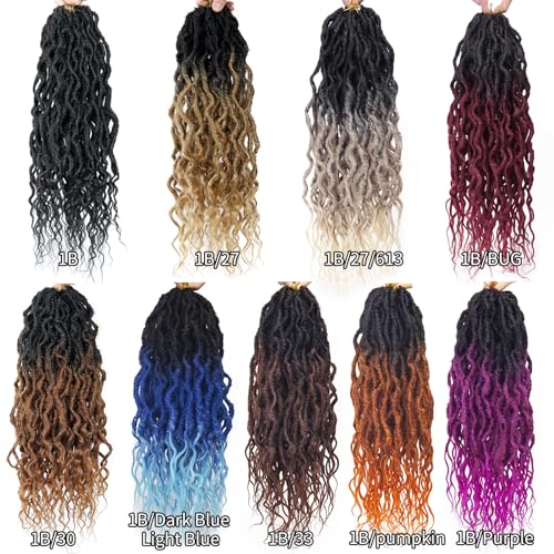 Faux Locs Crochet Hair 24 Inch Goddess Locs Curly Ends for Black Women - 6 Packs, Purple Variation