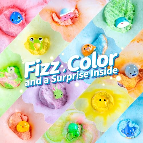 24 Pack Kids Bath Bombs with Glow-in-The-Dark Toys - Child Safe, Fun & Surprising
