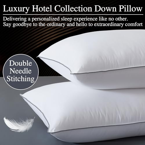White Goose Down Pillows Set of 2 - King Size 20x36 Bed Pillows