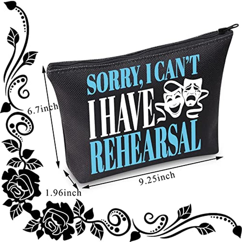 BDPWSS Theater Makeup Bag Drama Actor Actress Gifts Comedy Tragedy Mask Theatre Bag Sorry i Can't i Have Rehearsal Funny Drama Student Gift (I Have Rehearsal bl)