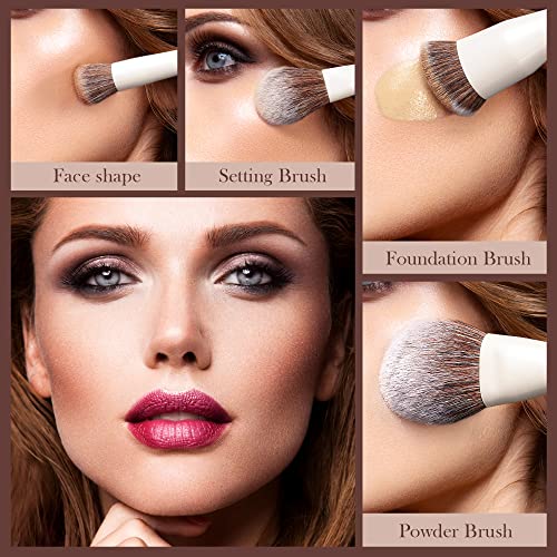 Jessup Makeup Brushes Set 14pcs Make up Brushes Premium Synthetic Foundation Concealer Blush Contour Powder Eye Shadow Blending Brush, Pearl White T343